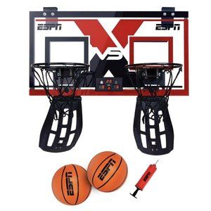 ESPN 2-Player Bounce Back Over the Door Basketball Game Foldable Ball ReturnRamp